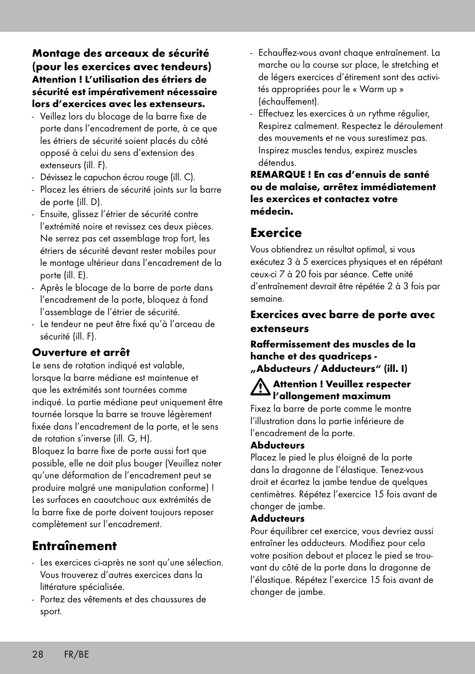 Exercice, Entraînement | Crivit TB-1443 User Manual | Page 28 / 44