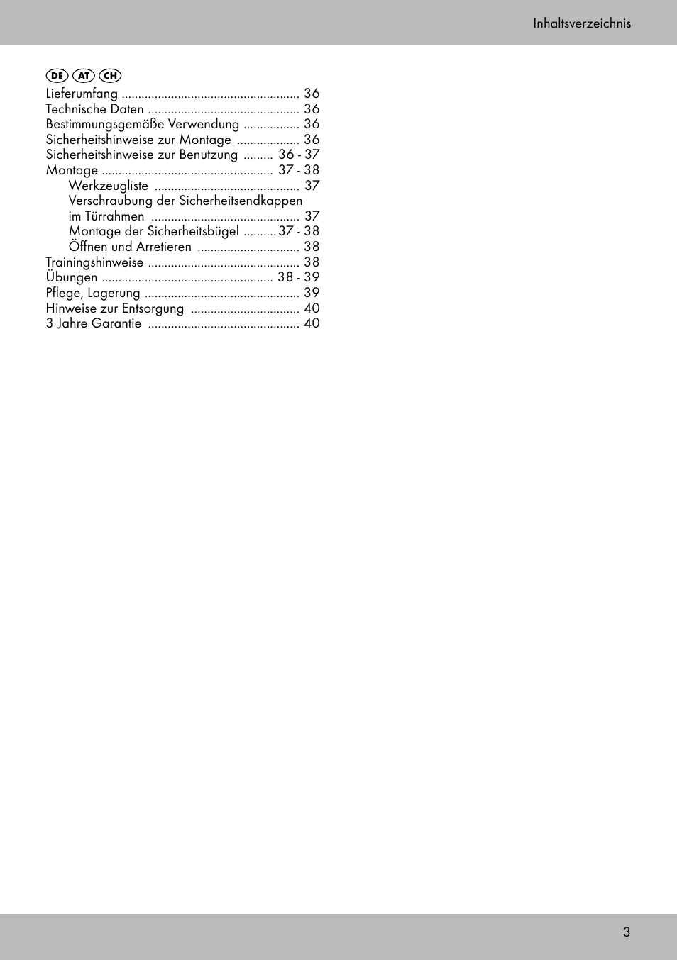 Crivit TB-1443 User Manual | Page 3 / 44