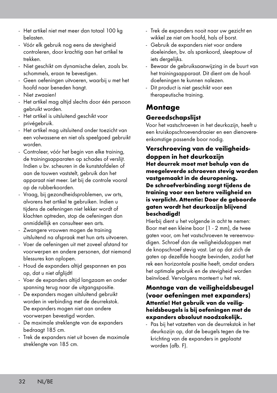 Montage | Crivit TB-1443 User Manual | Page 32 / 44