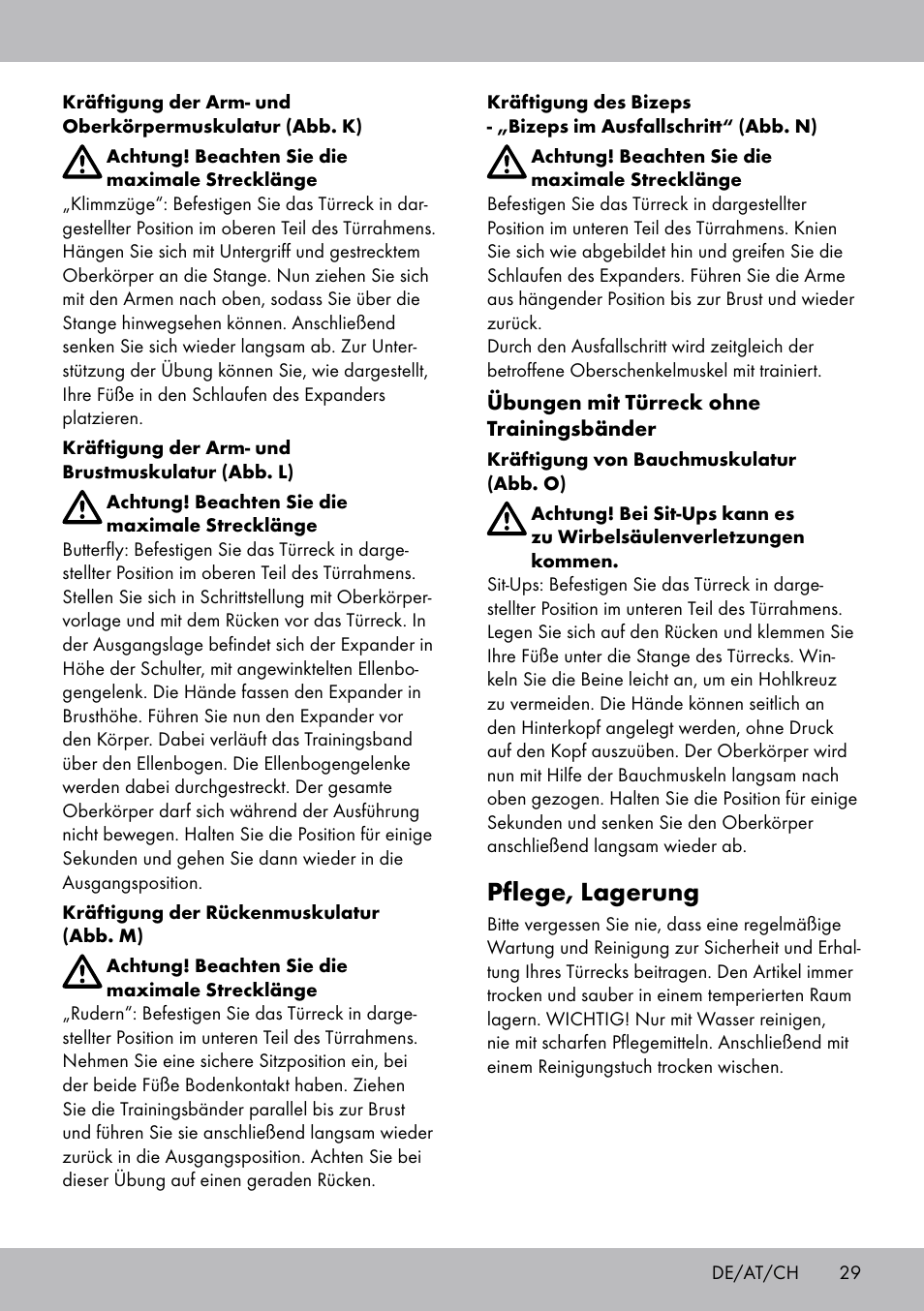 Pflege, lagerung | Crivit TB-1443 User Manual | Page 29 / 32