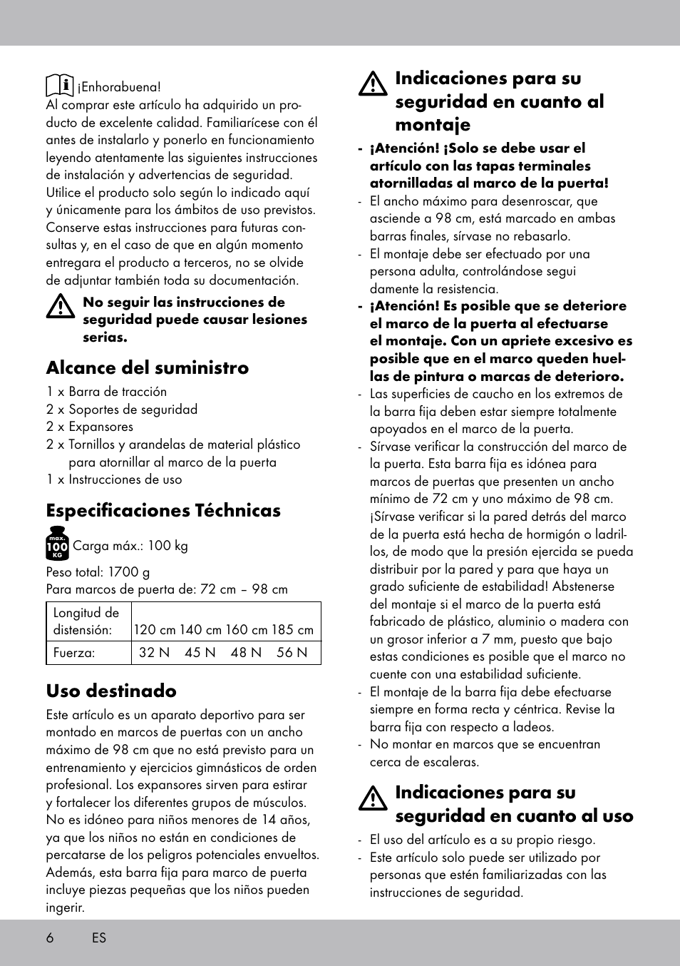 Alcance del suministro, Especificaciones téchnicas, Uso destinado | Indicaciones para su seguridad en cuanto al uso | Crivit TB-1443 User Manual | Page 6 / 32