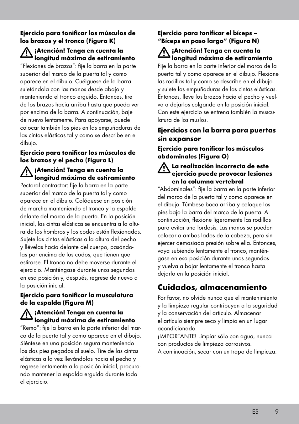 Cuidados, almacenamiento | Crivit TB-1443 User Manual | Page 9 / 32