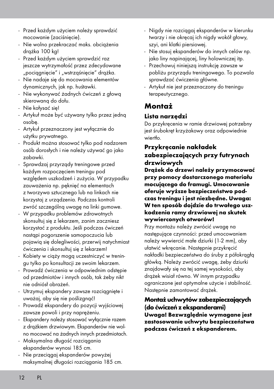Montaż | Crivit TB-1443 User Manual | Page 12 / 44