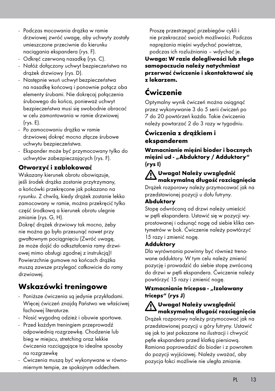 Ćwiczenie, Wskazówki treningowe | Crivit TB-1443 User Manual | Page 13 / 44