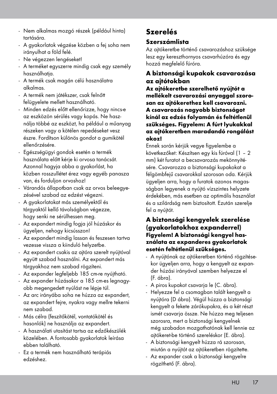 Szerelés | Crivit TB-1443 User Manual | Page 17 / 44