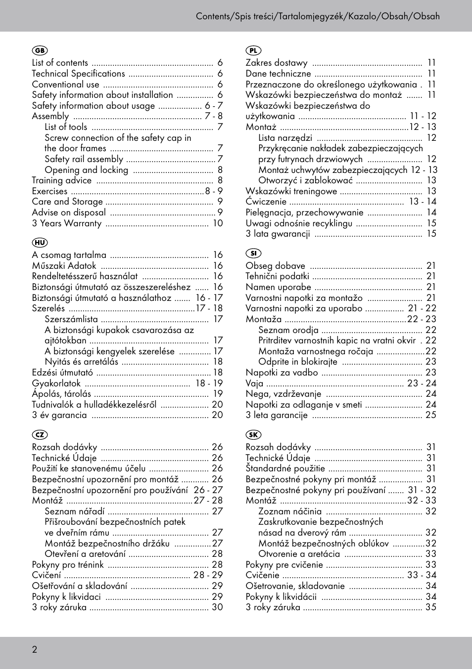 Crivit TB-1443 User Manual | Page 2 / 44