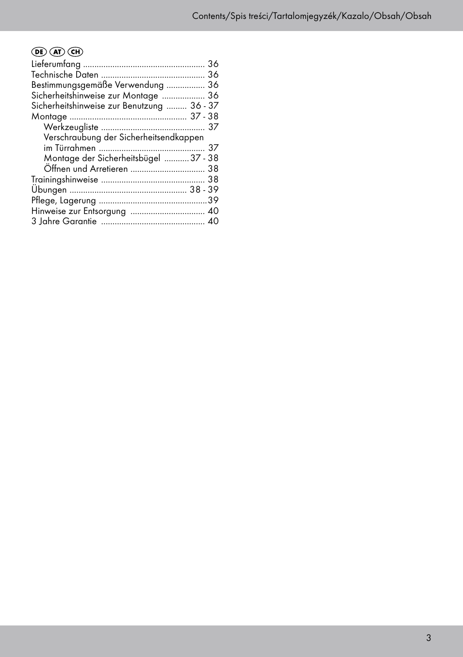 Crivit TB-1443 User Manual | Page 3 / 44
