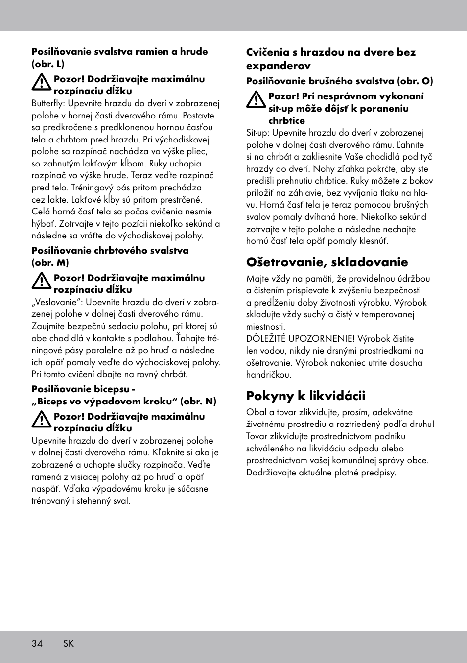 Ošetrovanie, skladovanie, Pokyny k likvidácii | Crivit TB-1443 User Manual | Page 34 / 44