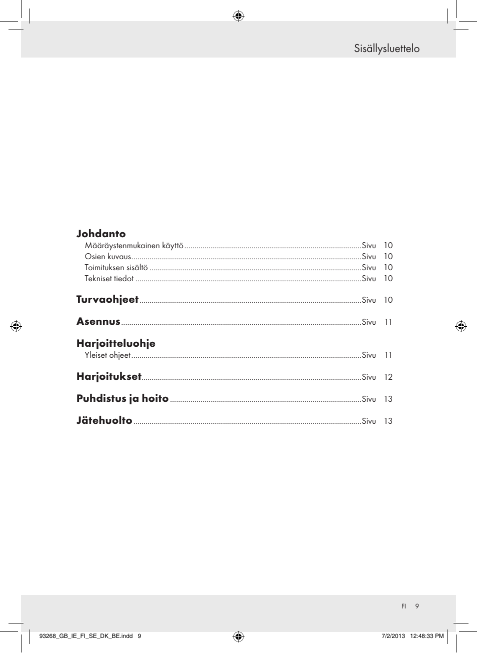 Sisällysluettelo | Crivit Z31742 User Manual | Page 10 / 47