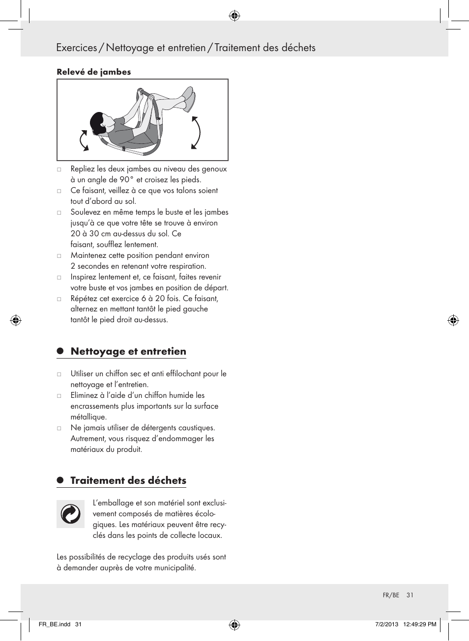 Nettoyage et entretien, Traitement des déchets | Crivit Z31742 User Manual | Page 32 / 47