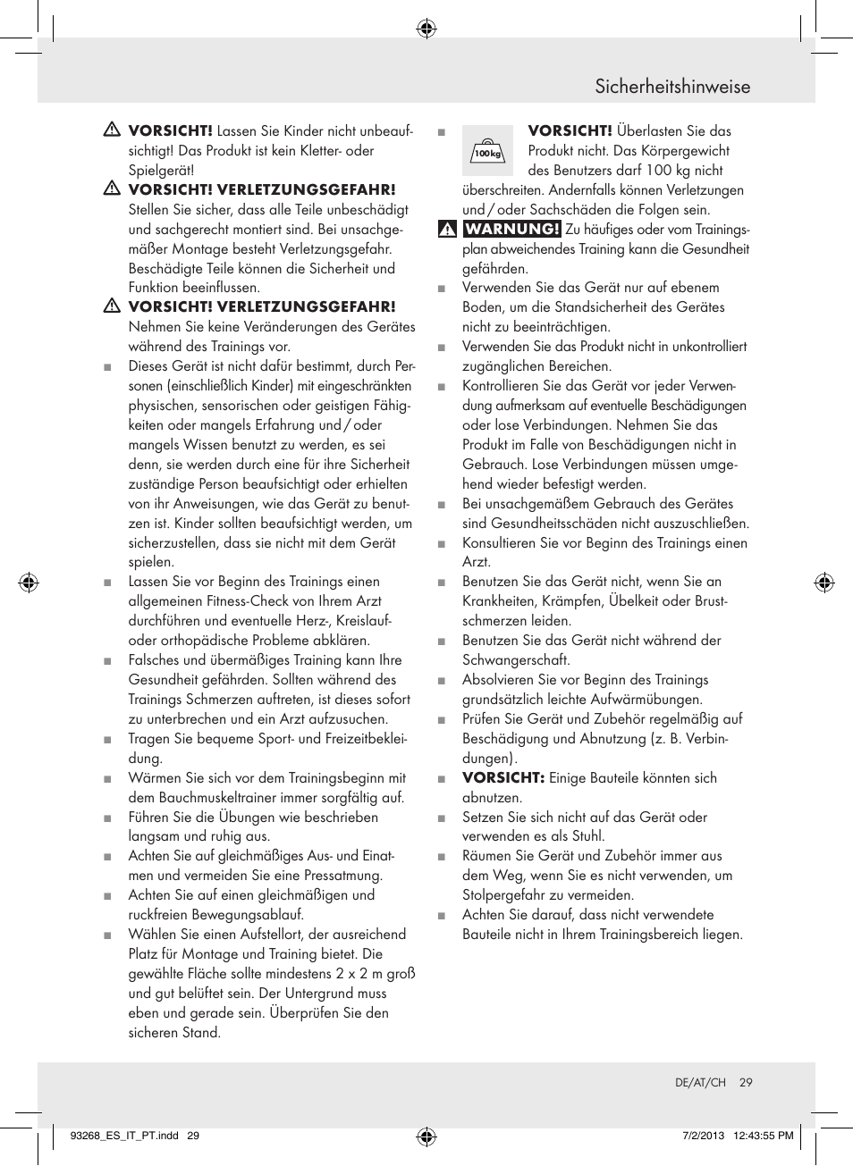 Sicherheitshinweise | Crivit Z31742 User Manual | Page 30 / 36
