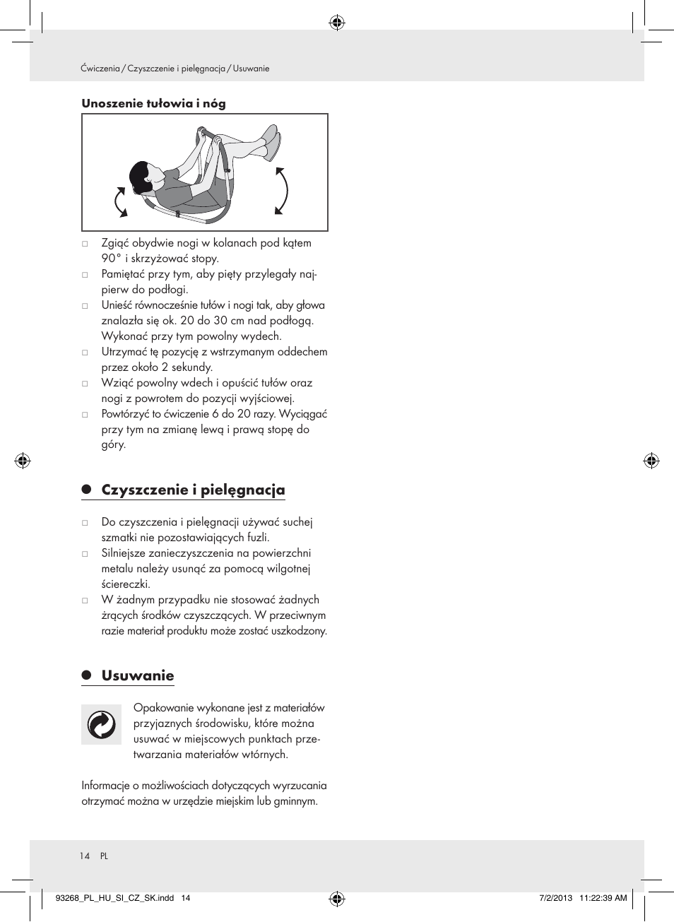 Czyszczenie i pielęgnacja, Usuwanie | Crivit Z31742 User Manual | Page 15 / 48