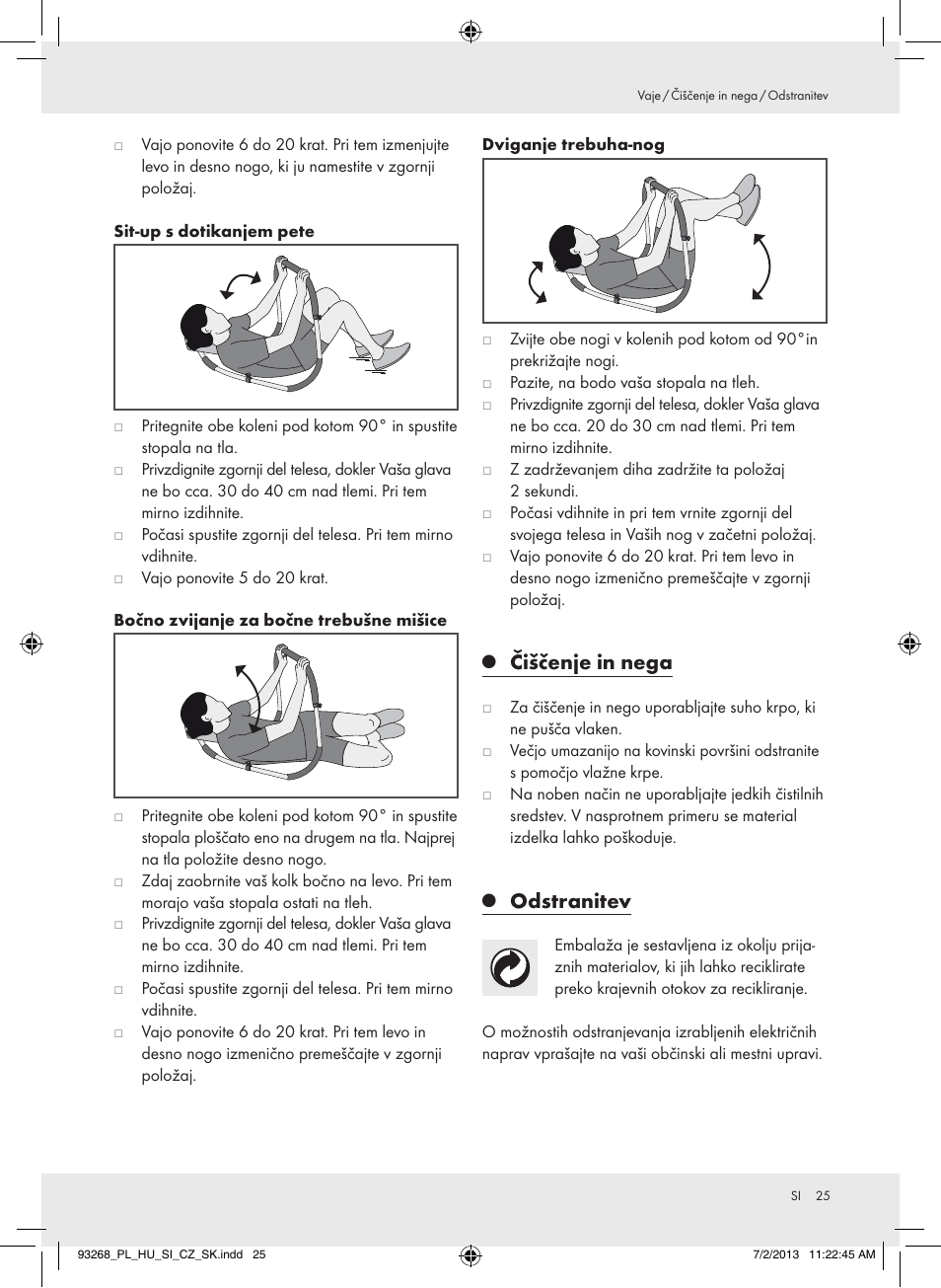 Čiščenje in nega, Odstranitev | Crivit Z31742 User Manual | Page 26 / 48