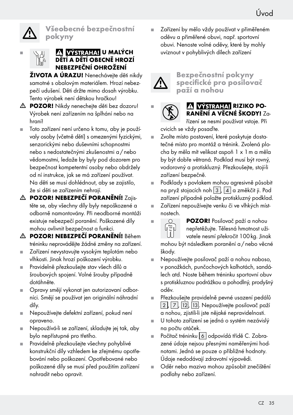 Všeobecné bezpečnostní pokyny, Úvod | Crivit Z31434 User Manual | Page 35 / 48