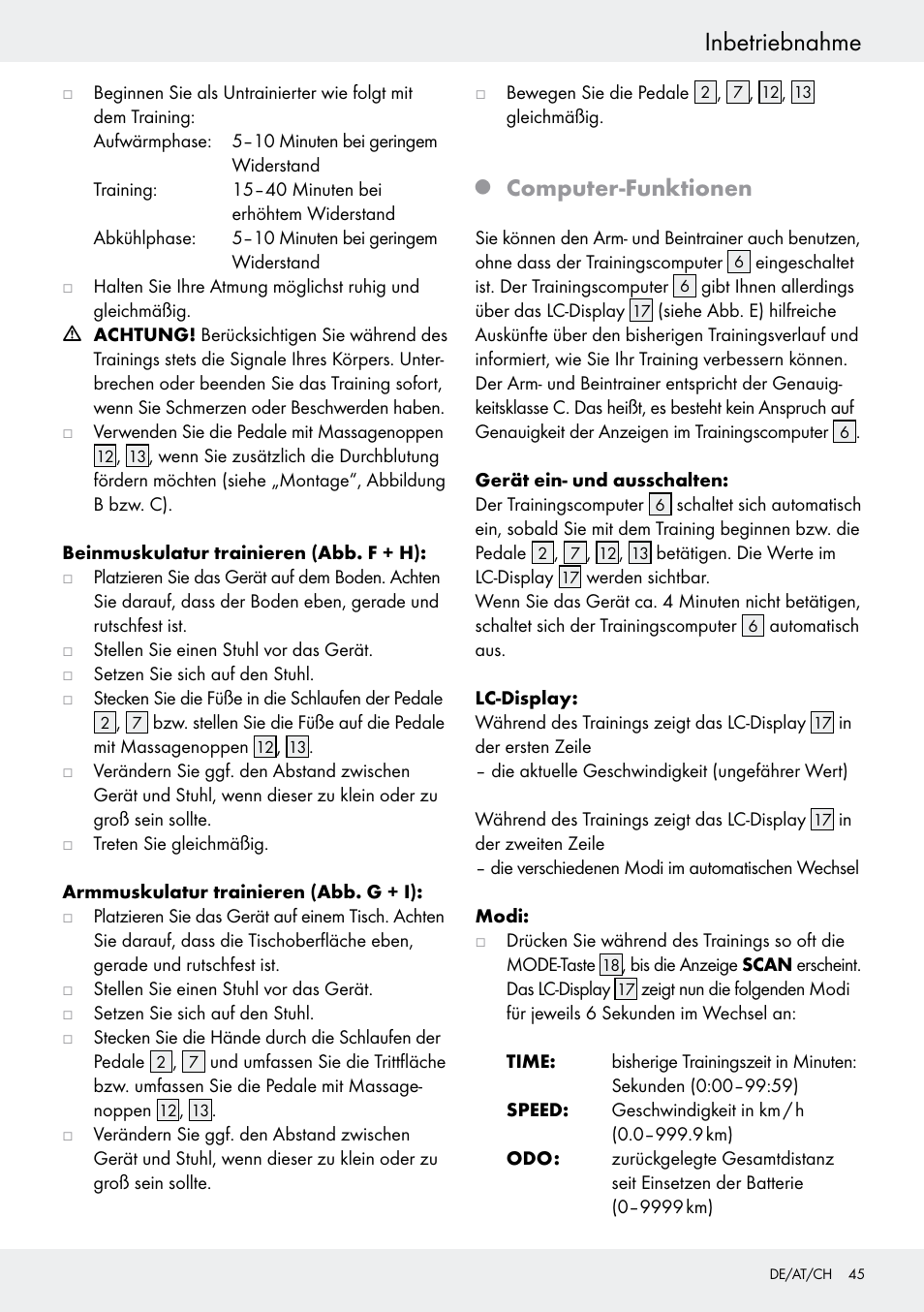 Q computer-funktionen, Inbetriebnahme, Computer-funktionen | Crivit Z31434 User Manual | Page 45 / 48