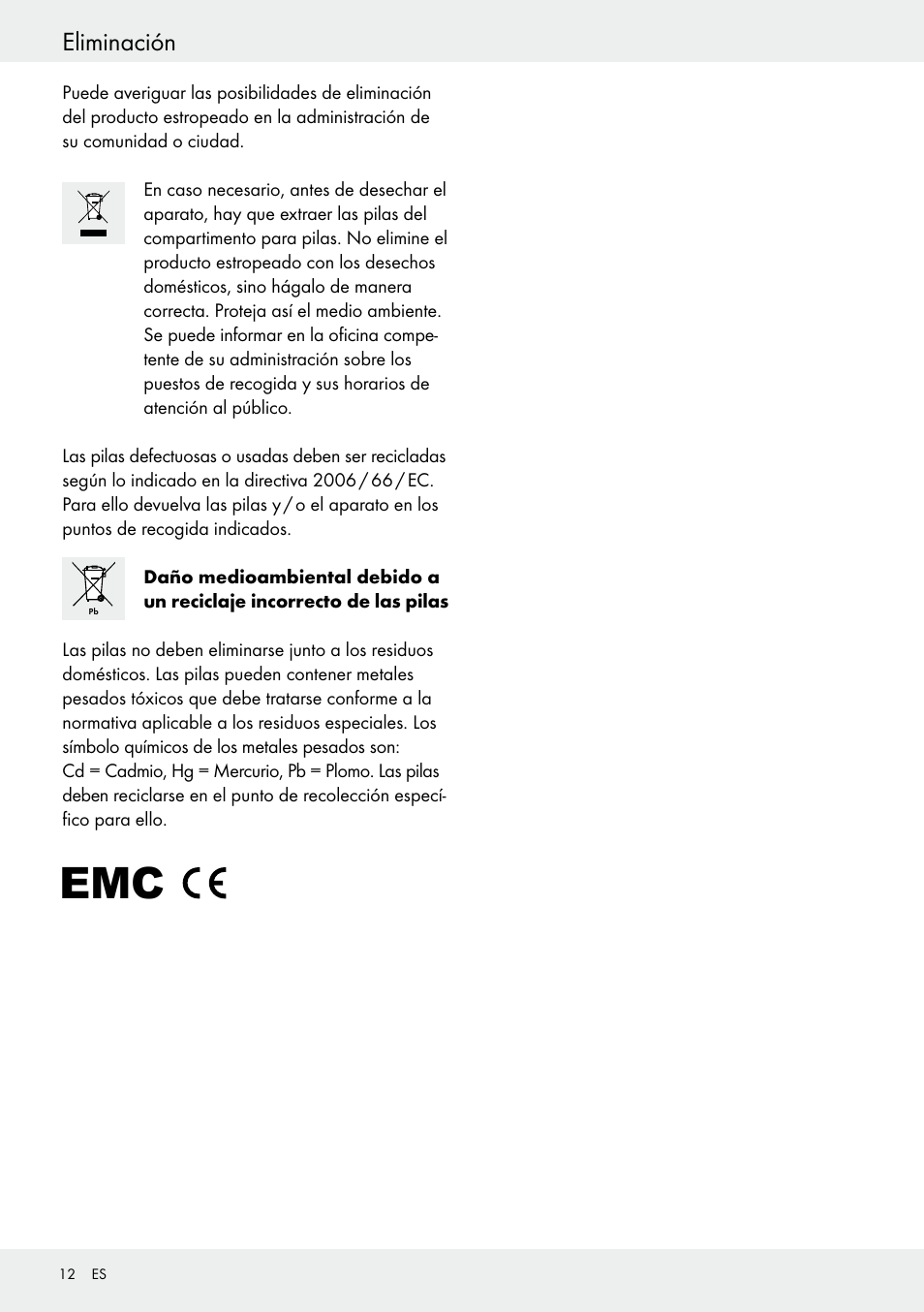 Eliminación | Crivit Z31434 User Manual | Page 12 / 43