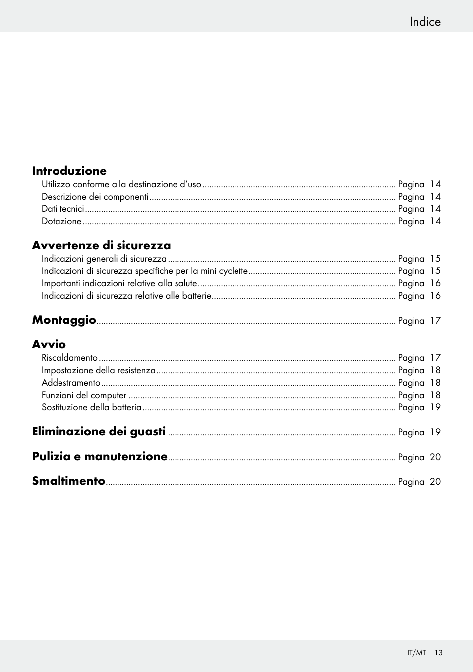 Indice | Crivit Z31434 User Manual | Page 13 / 43