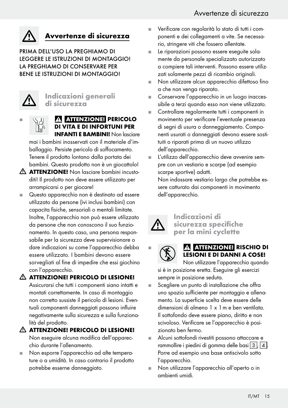 Avvertenze di sicurezza, Indicazioni generali di sicurezza | Crivit Z31434 User Manual | Page 15 / 43