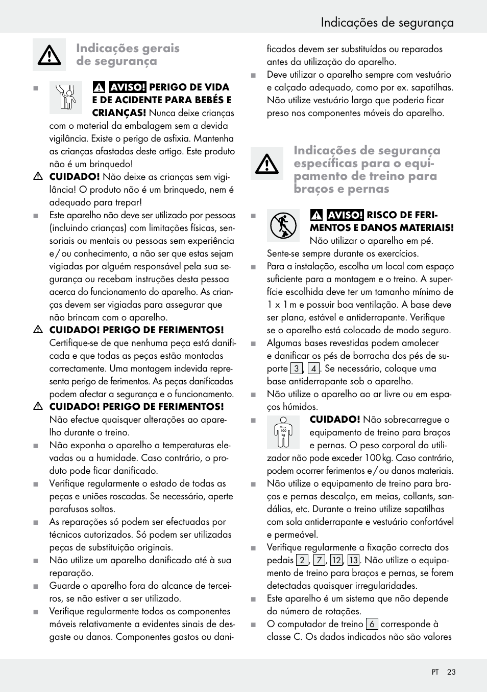 Indicações gerais de segurança, Indicações de segurança | Crivit Z31434 User Manual | Page 23 / 43