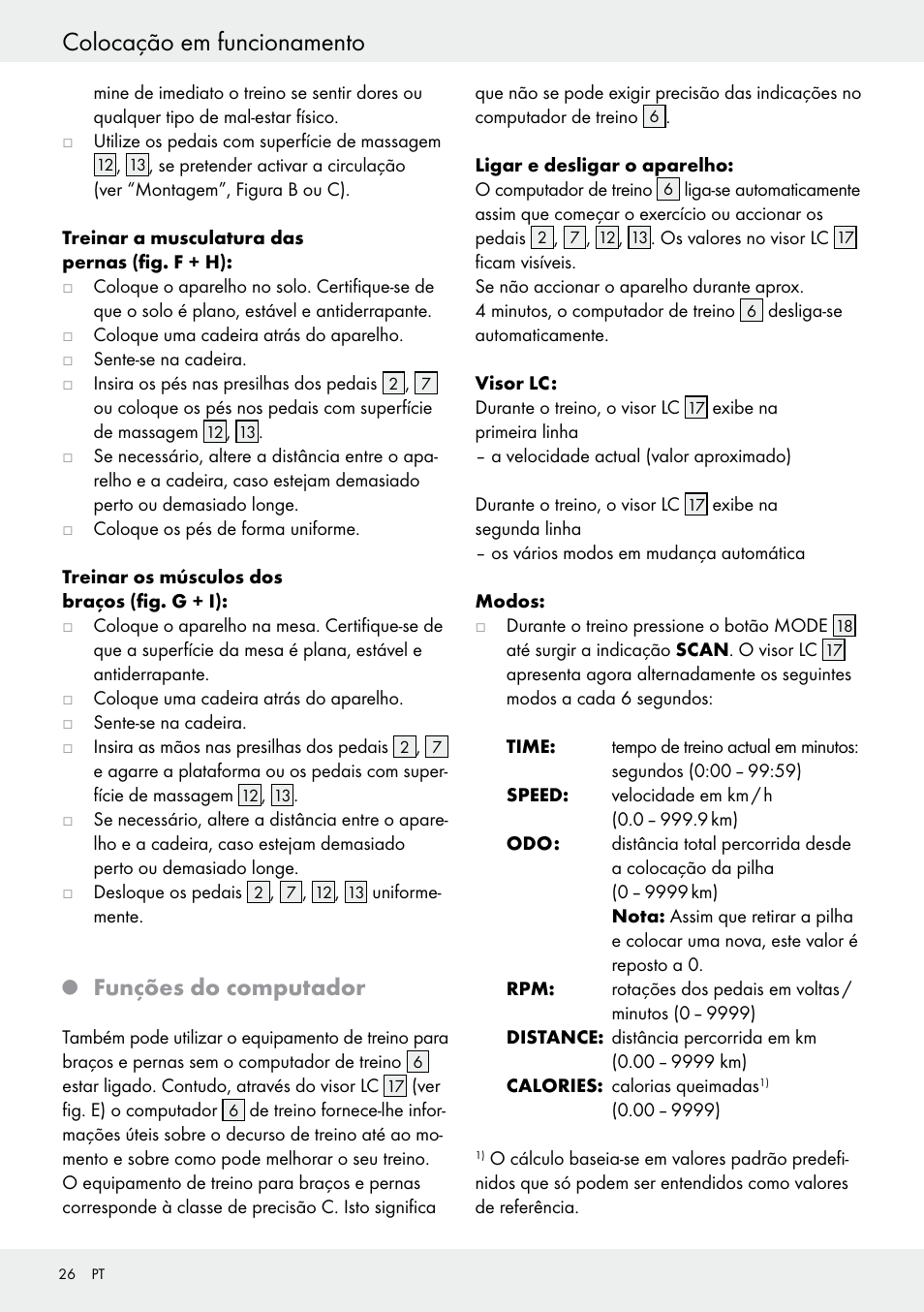 Q funções do computador, Colocação em funcionamento, Funções do computador | Crivit Z31434 User Manual | Page 26 / 43