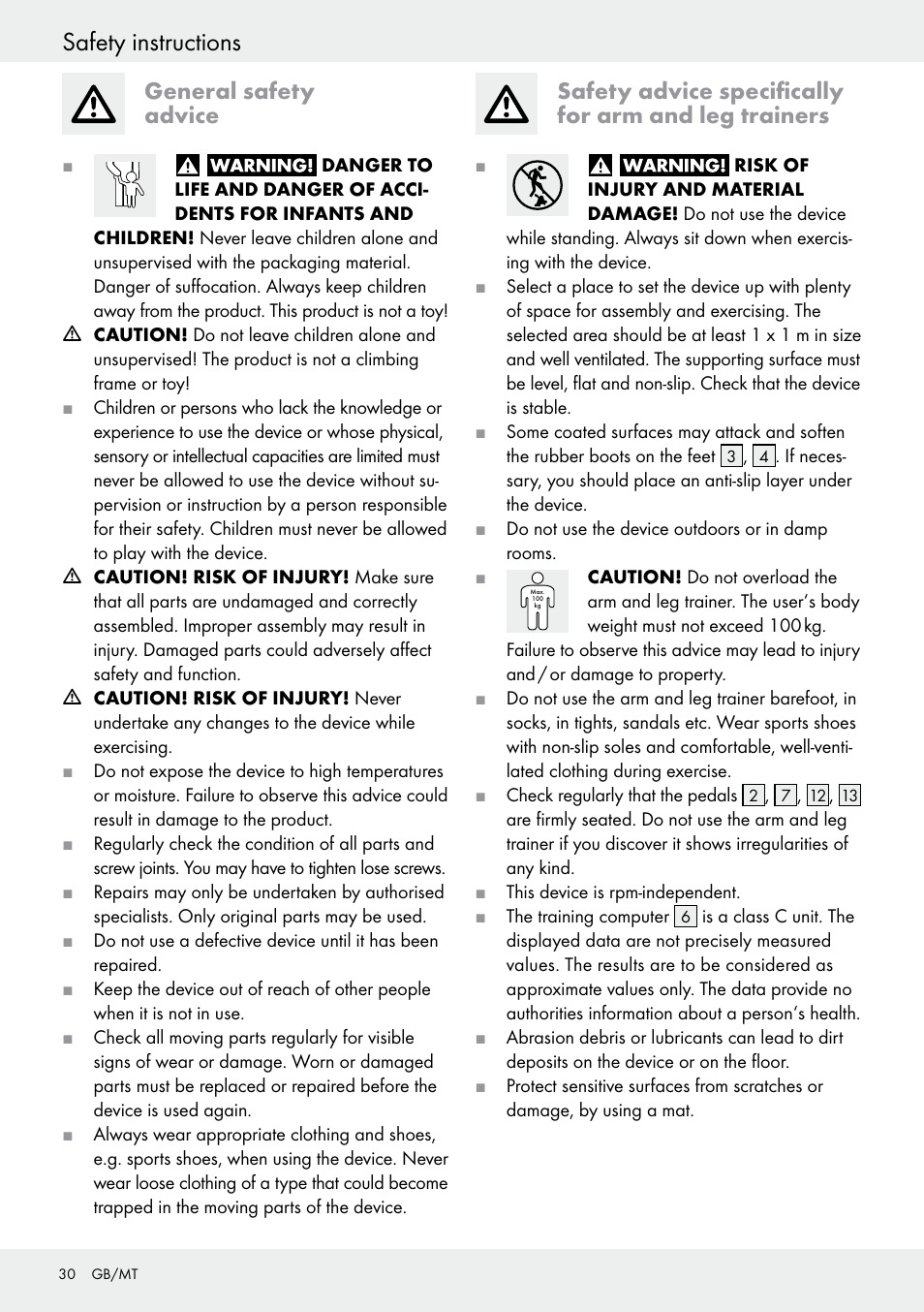 General safety advice, Safety instructions | Crivit Z31434 User Manual | Page 30 / 43