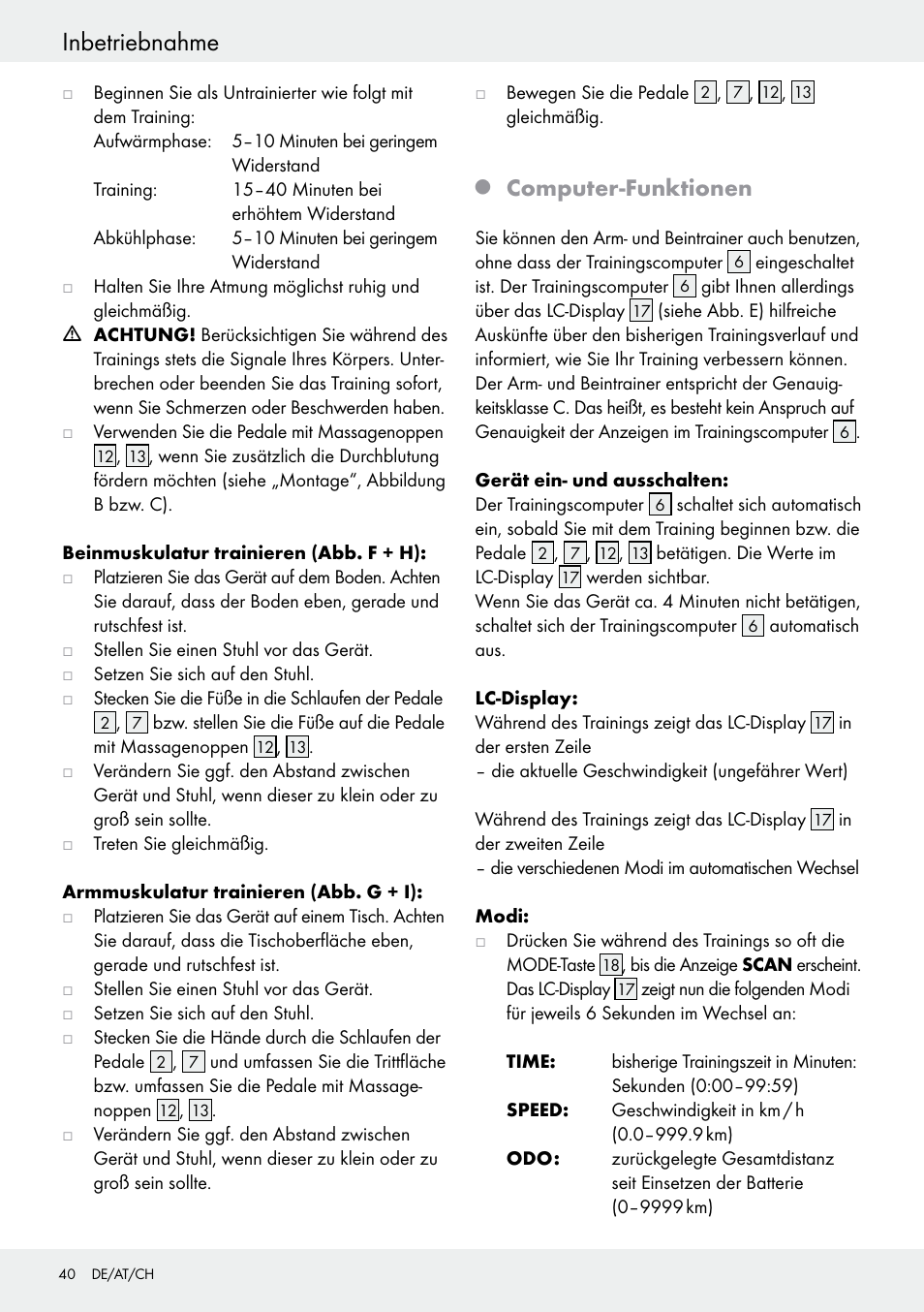 Q computer-funktionen, Inbetriebnahme, Computer-funktionen | Crivit Z31434 User Manual | Page 40 / 43