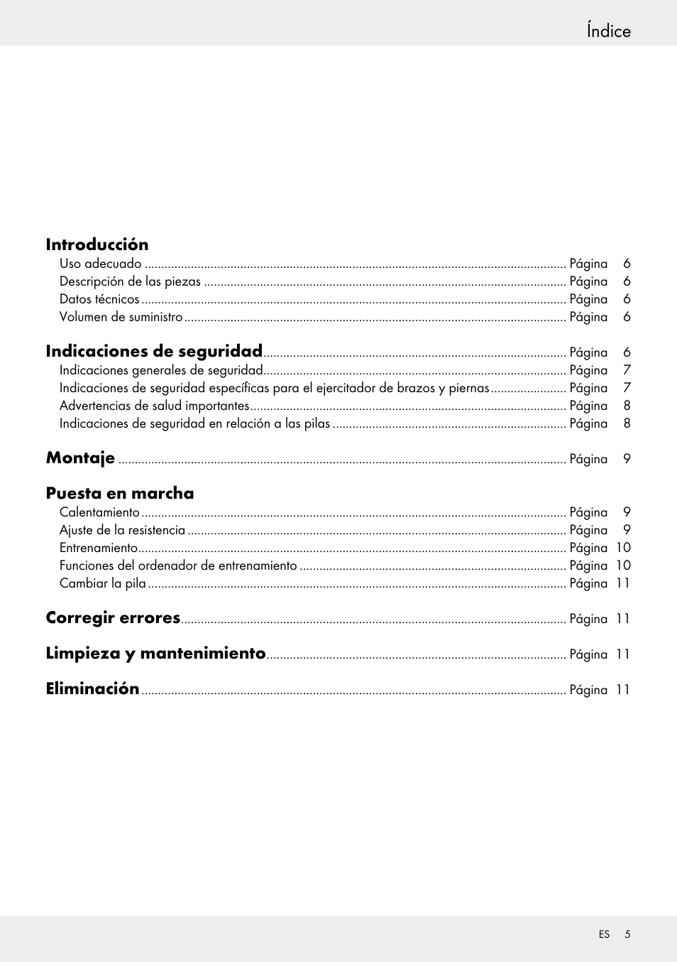 Índice | Crivit Z31434 User Manual | Page 5 / 43