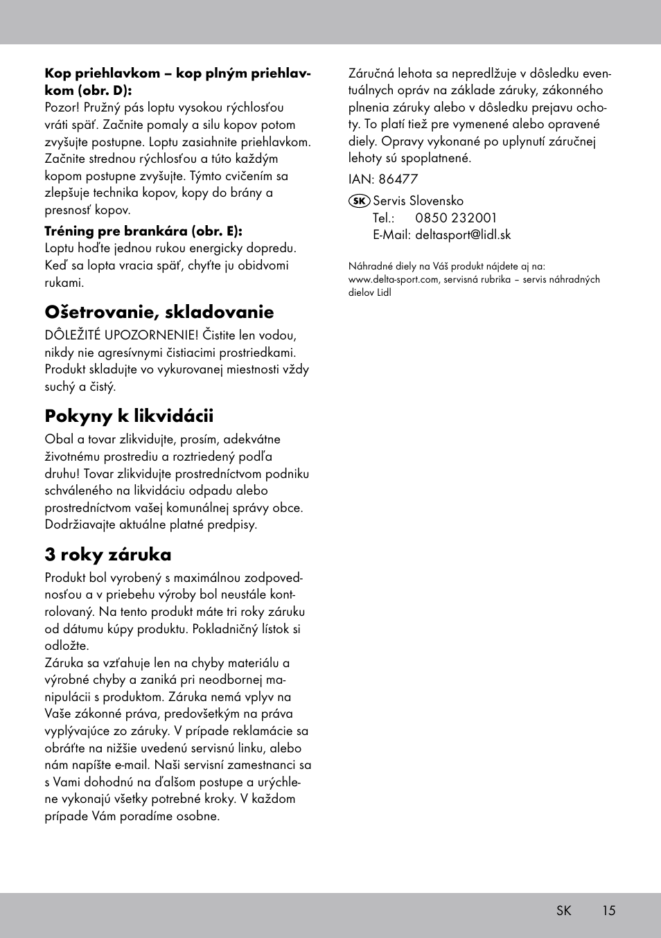 Ošetrovanie, skladovanie, Pokyny k likvidácii, 3 roky záruka | Crivit FT-1625 User Manual | Page 15 / 20