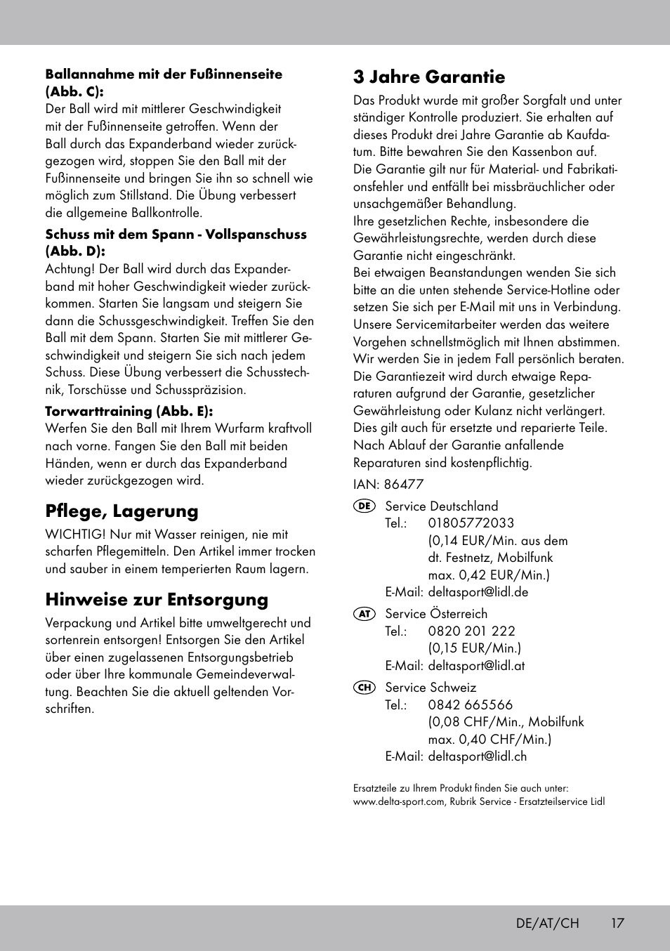 Pflege, lagerung, Hinweise zur entsorgung, 3 jahre garantie | Crivit FT-1625 User Manual | Page 17 / 20