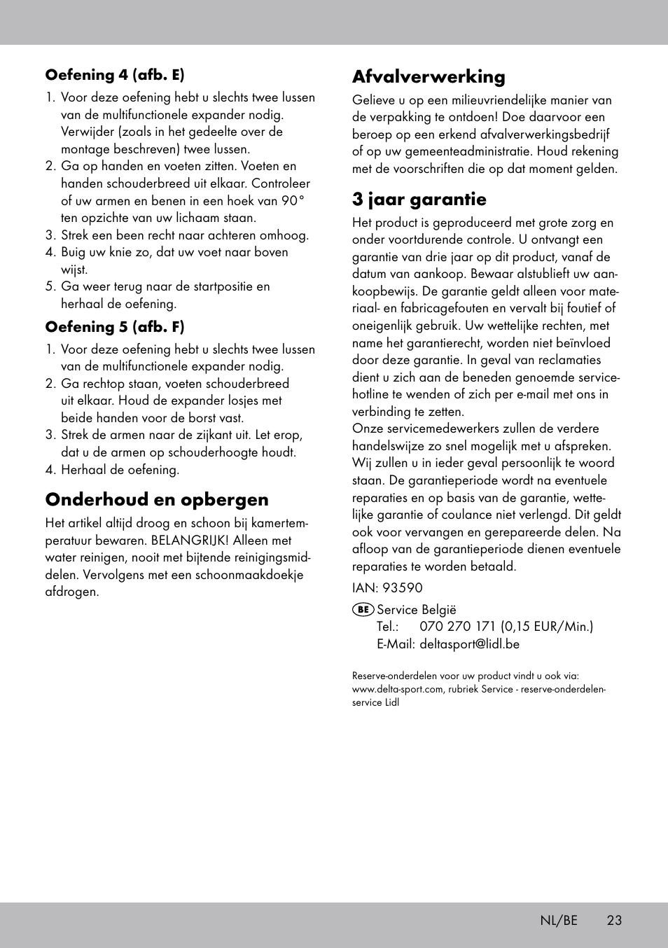 Afvalverwerking, 3 jaar garantie, Onderhoud en opbergen | Crivit DF-1757 Multiexpander User Manual | Page 23 / 28
