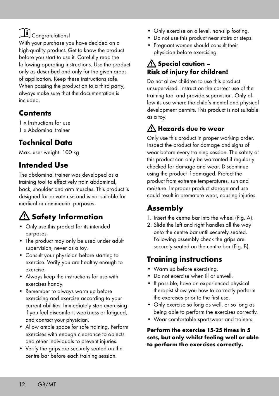 Crivit DF-1756 Bauchtrainer User Manual | Page 12 / 16