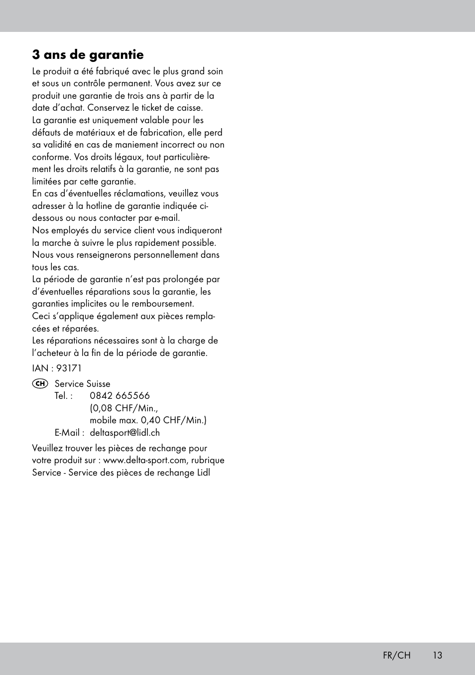 3 ans de garantie | Crivit SN-1531 User Manual | Page 13 / 28