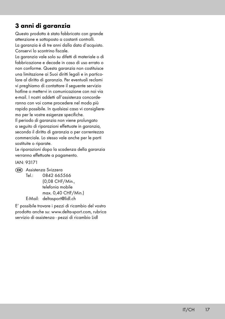 3 anni di garanzia | Crivit SN-1531 User Manual | Page 17 / 28