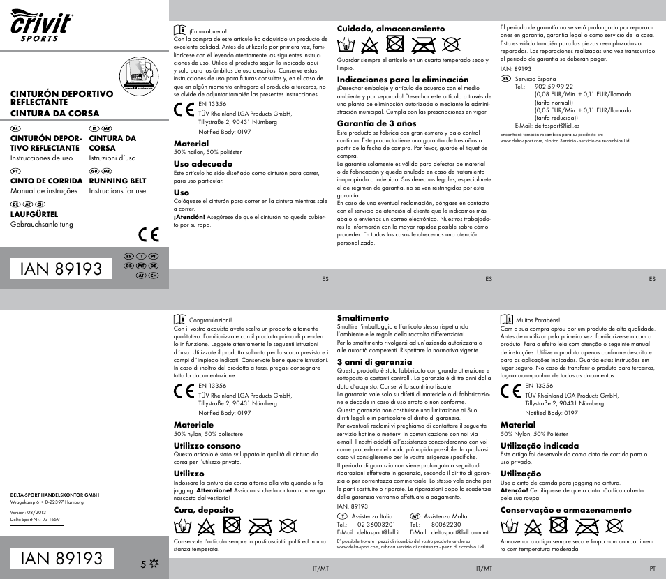 Crivit Running Belt \ Running Waistcoat User Manual | 2 pages