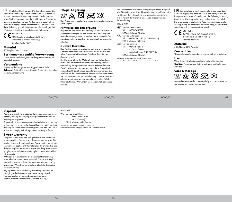 Crivit Running Belt \ Running Waistcoat User Manual | Page 2 / 2