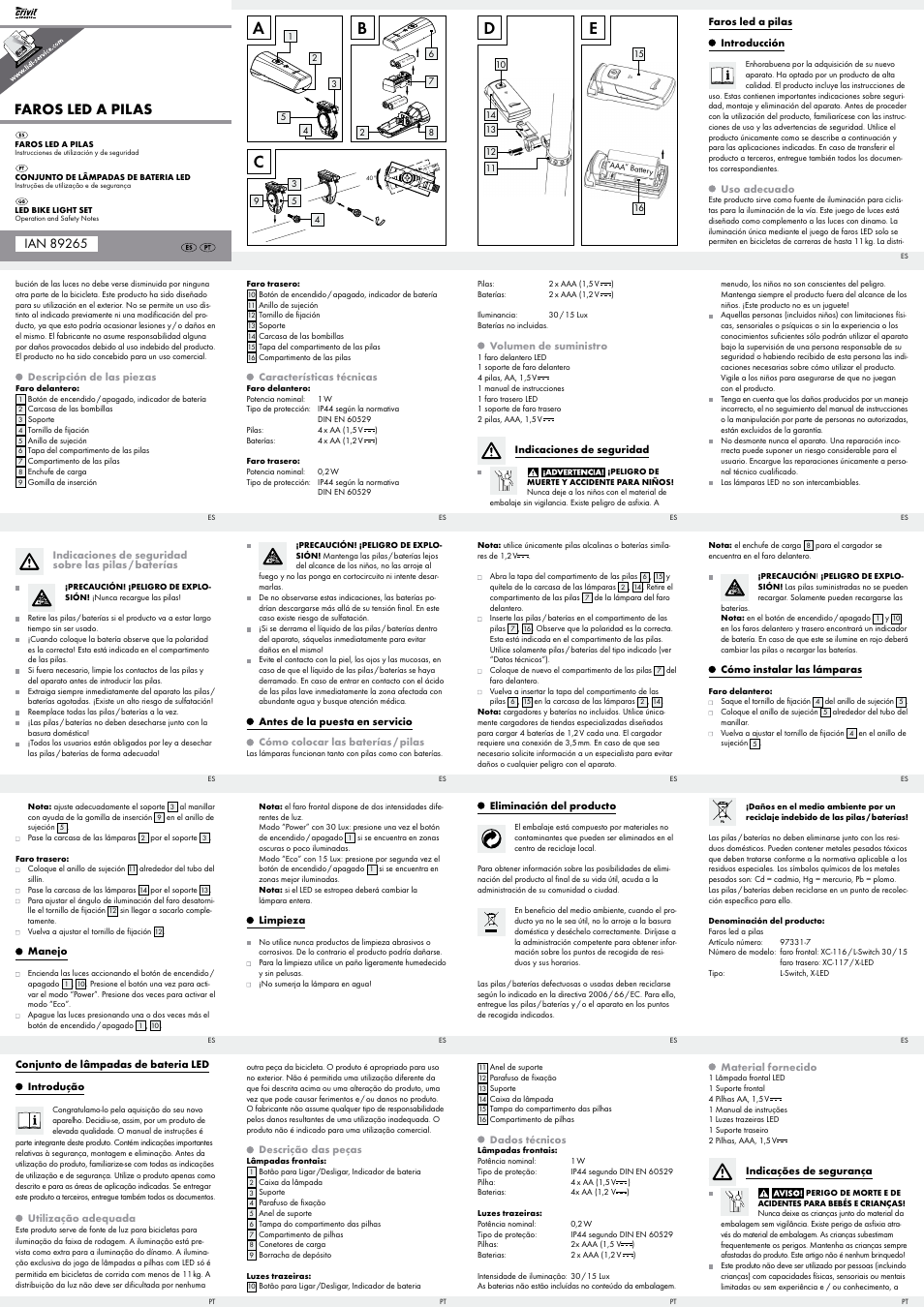 Crivit LED Bike Light Set User Manual | 2 pages