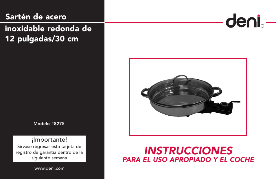 Instrucciones, Sartén de acero, Inoxidable redonda de 12 pulgadas/30 cm | Deni 8275 User Manual | Page 17 / 24