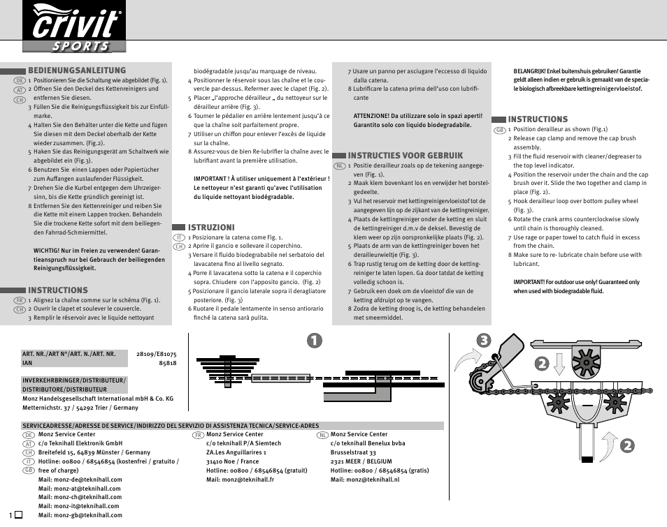 Crivit Chain Cleaning Kit User Manual | 1 page