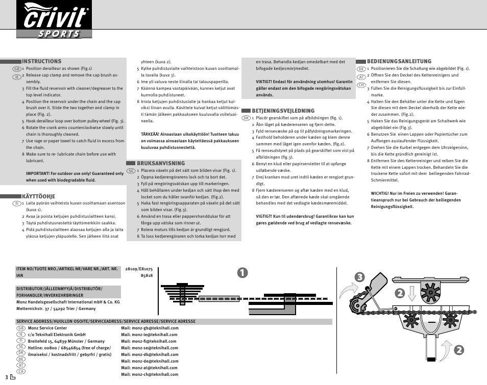 Crivit Chain Cleaning Kit User Manual | 1 page