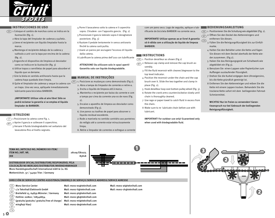 Crivit Chain Cleaning Kit User Manual | 1 page