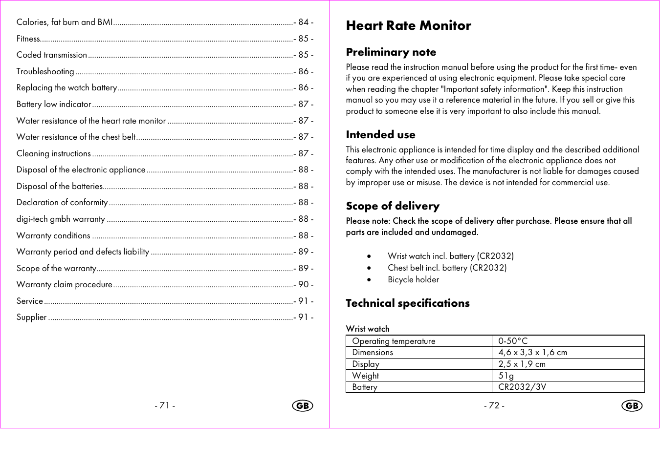 Heart rate monitor | Crivit 1-LD3473 User Manual | Page 37 / 48