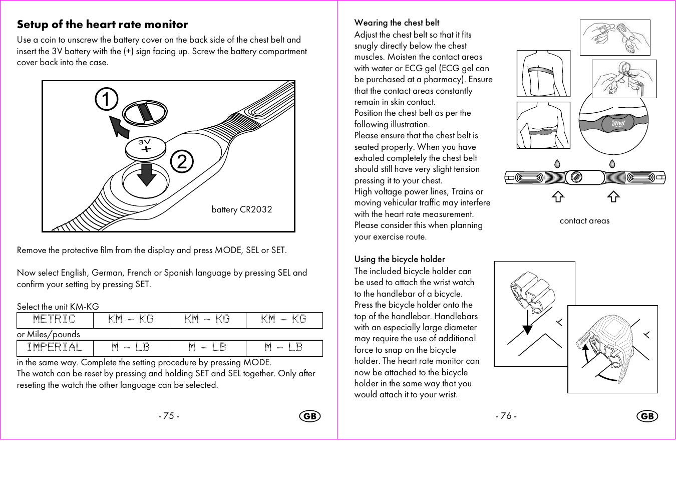 Setup of the heart rate monitor | Crivit 1-LD3473 User Manual | Page 39 / 48