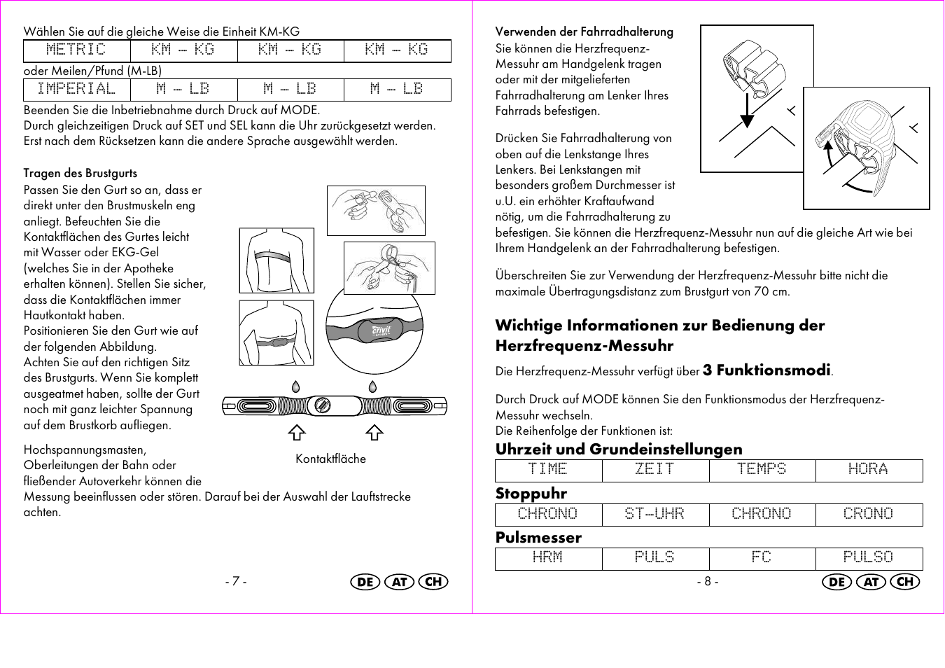 3 funktionsmodi, Uhrzeit und grundeinstellungen, Stoppuhr | Pulsmesser | Crivit 1-LD3473 User Manual | Page 5 / 48