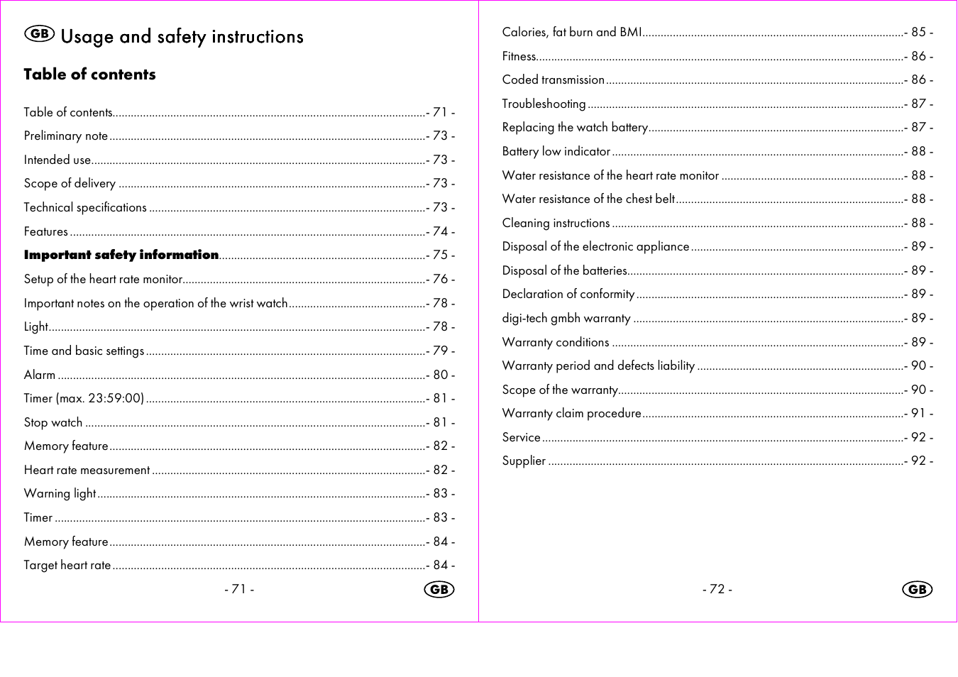 Usage and safety instructions | Crivit 1-LD3473 User Manual | Page 37 / 60