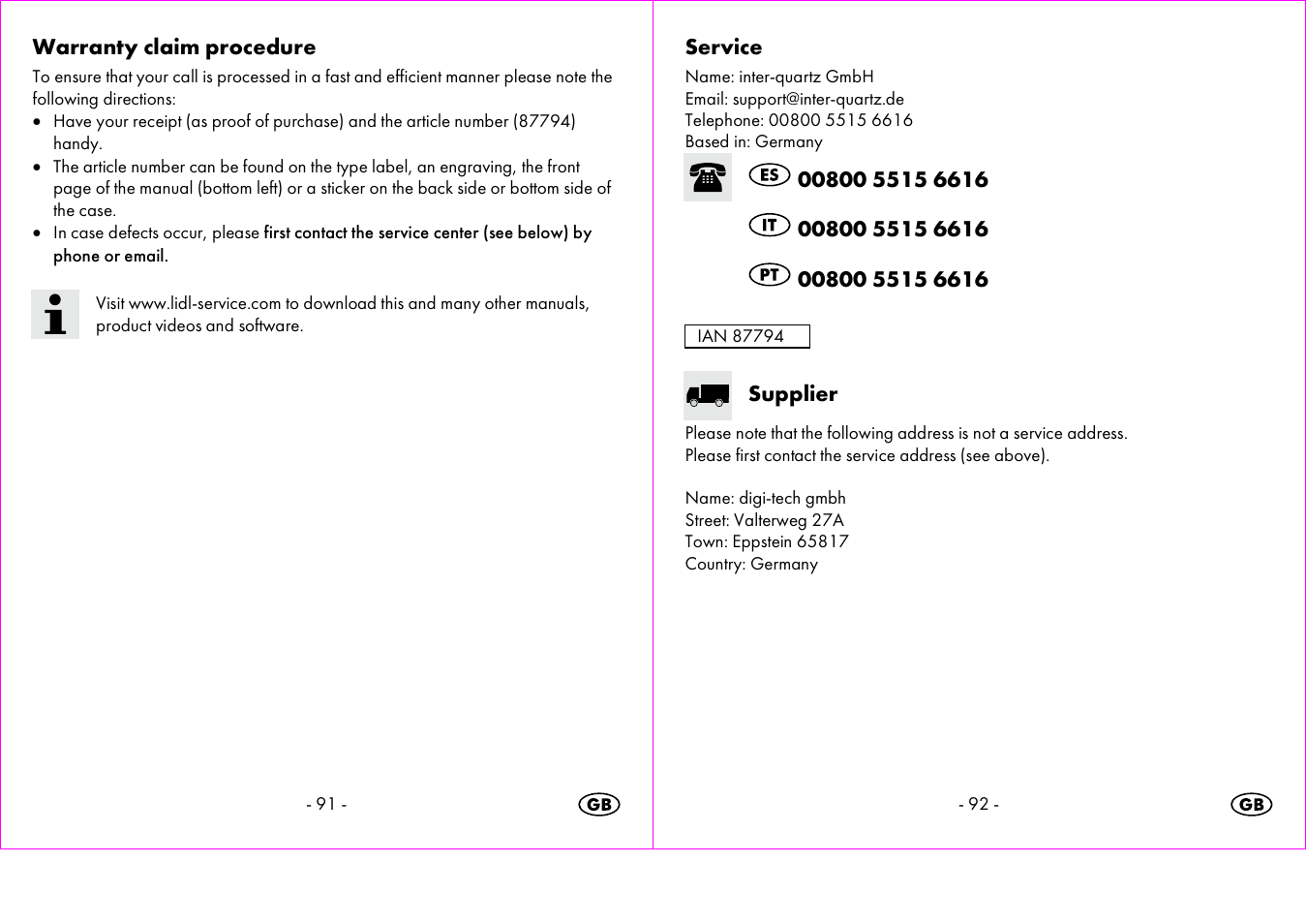 Crivit 1-LD3473 User Manual | Page 47 / 60