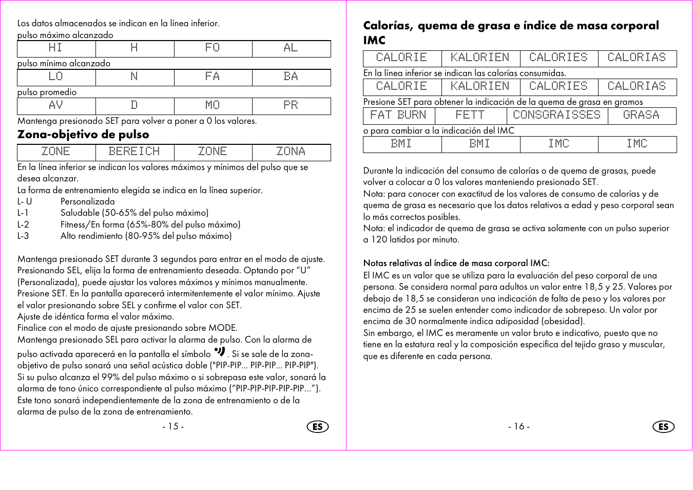 Zona-objetivo de pulso | Crivit 1-LD3473 User Manual | Page 9 / 60