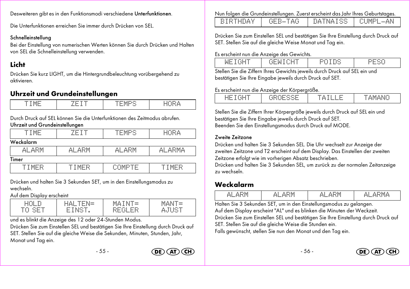 Licht, Uhrzeit und grundeinstellungen, Weckalarm | Crivit 1-LD3473 User Manual | Page 29 / 48