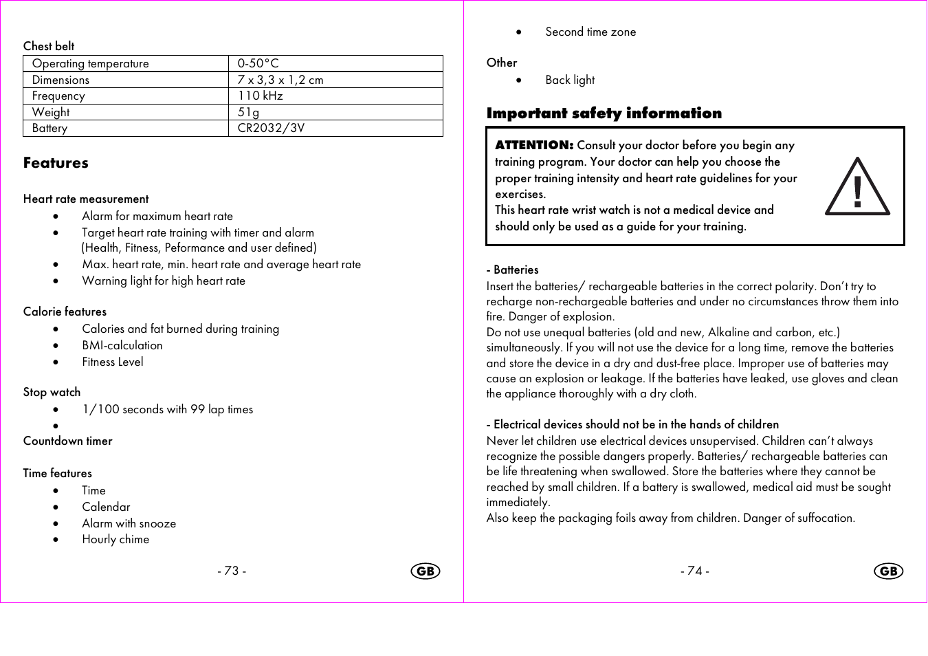 Features, Important safety information | Crivit 1-LD3473 User Manual | Page 38 / 48