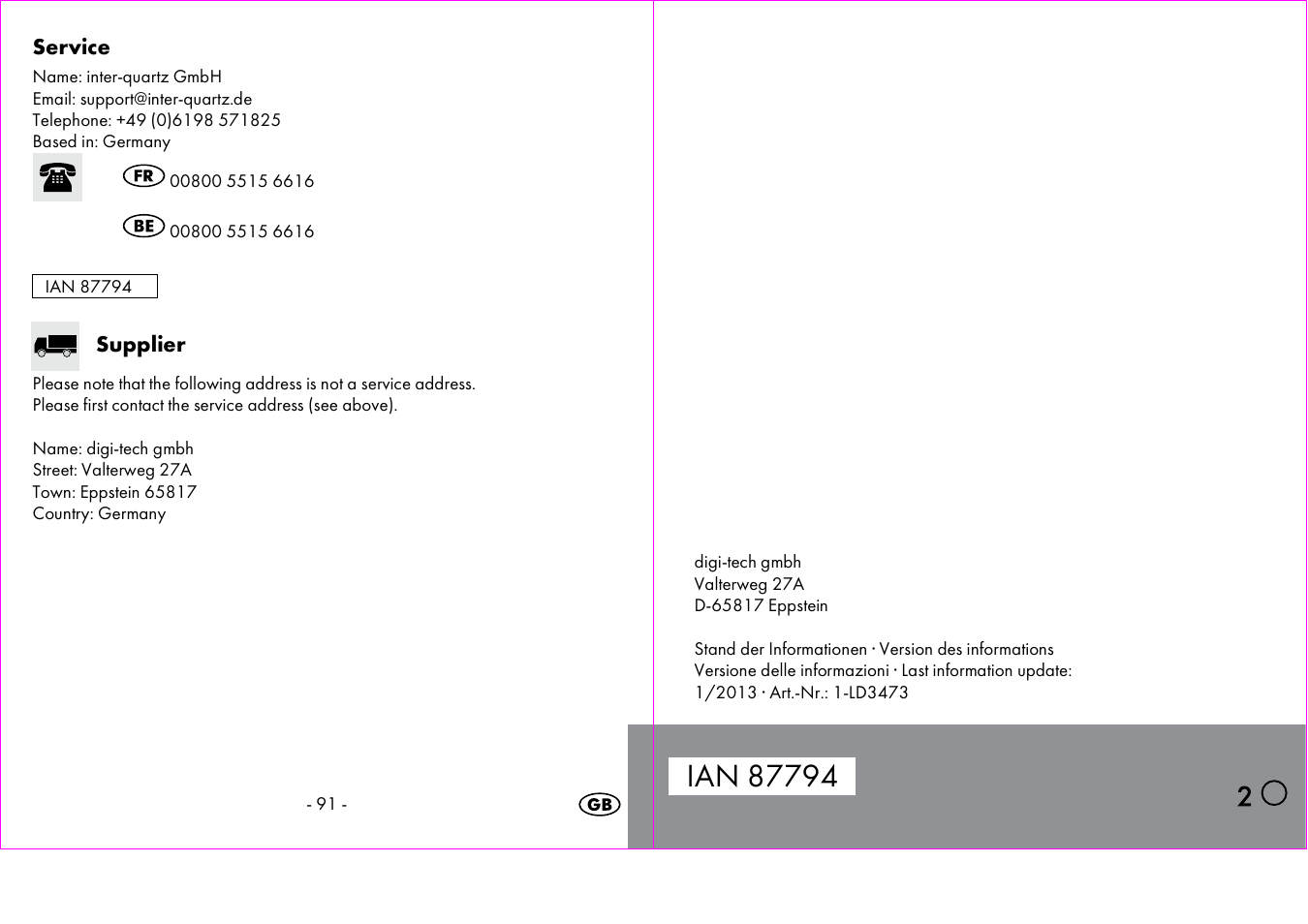 Crivit 1-LD3473 User Manual | Page 47 / 48