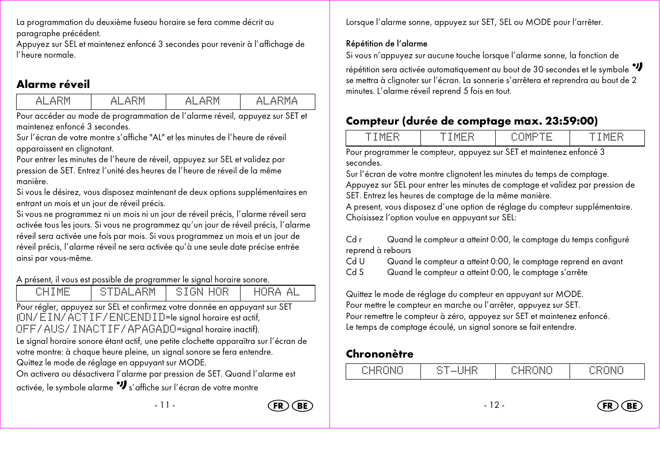 Alarme réveil, Chrononètre | Crivit 1-LD3473 User Manual | Page 7 / 48